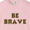 Close-up of the Quiet Courage print on a Blossom Comfort Colors 1717 tee