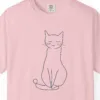 Close-up of the Quiet Line Cat print on a Blossom Comfort Colors 1717 tee