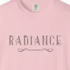 Close-up of the Radiance Deco print on a Blossom Comfort Colors 1717 tee