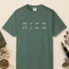 rise-bold-capitals-tee-blue-spruce-front Rise Bold Capitals design on a Blue Spruce Comfort Colors 1717 tee, laid flat