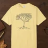 Roots and Branches design on a Butter Comfort Colors 1717 tee, laid flat
