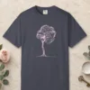Round Crown Tree design on a Navy Comfort Colors 1717 tee, laid flat