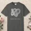 simplicity-speaks-volumes-tee-pepper-front Simplicity Speaks Volumes design on a Pepper Comfort Colors 1717 tee, laid flat