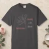 Simplicity Tree design on a Graphite Comfort Colors 1717 tee, laid flat