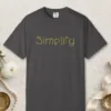 simplify-tee-graphite-front Simplify design on a Graphite Comfort Colors 1717 tee, laid flat