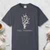 Simply Extraordinary design on a Navy Comfort Colors 1717 tee, laid flat