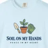 soil-on-my-hands-tee-chambray-chest Close-up of the Soil on My Hands print on a Chambray Comfort Colors 1717 tee