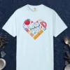 Teachers Heart design on a Chambray Comfort Colors 1717 tee, laid flat