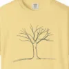 Close-up of the Tree on a Quiet Hill print on a Butter Comfort Colors 1717 tee