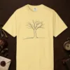Tree on a Quiet Hill design on a Butter Comfort Colors 1717 tee, laid flat