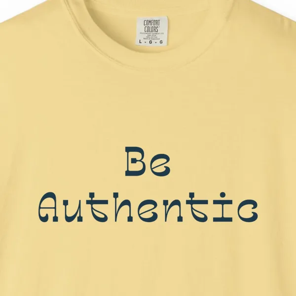 true-to-yourself-tee-butter-chest Close-up of the True to Yourself print on a Butter Comfort Colors 1717 tee