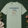Unhurried Sunday design on a Bay Comfort Colors 1717 tee, laid flat