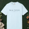 Whisper Soft Line design on a Chambray Comfort Colors 1717 tee, laid flat
