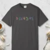 wildflower-row-tee-graphite-front Wildflower Row design on a Graphite Comfort Colors 1717 tee, laid flat