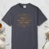 Wise and in Love design on a Navy Comfort Colors 1717 tee, laid flat