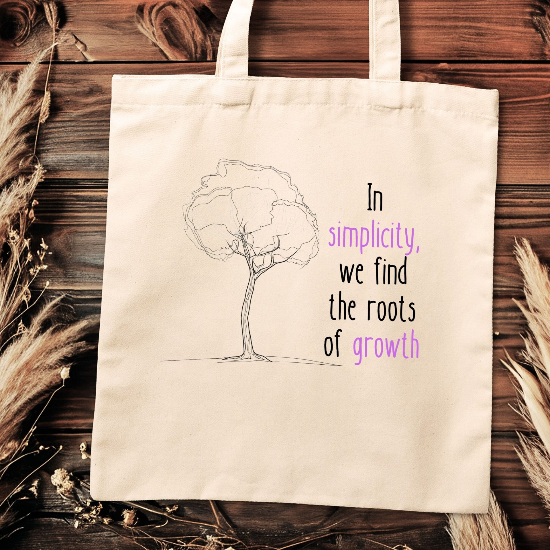 In Simplicity We Find the Roots of Growth Tote Bag Minimalist Inspirational Quote Bag - Image 13