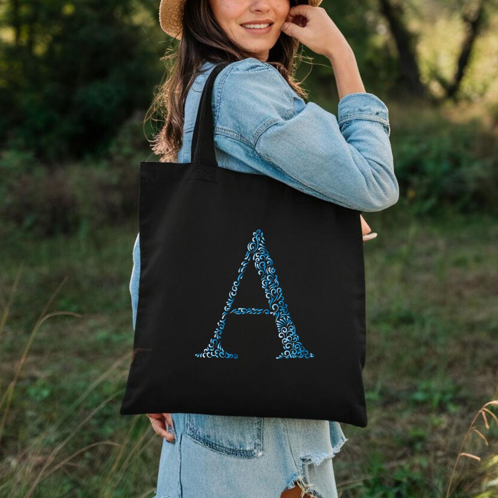 Elegant Initial A Tote Bag Personalized Floral Monogram Design Custom Gift for Her or Him - Image 10