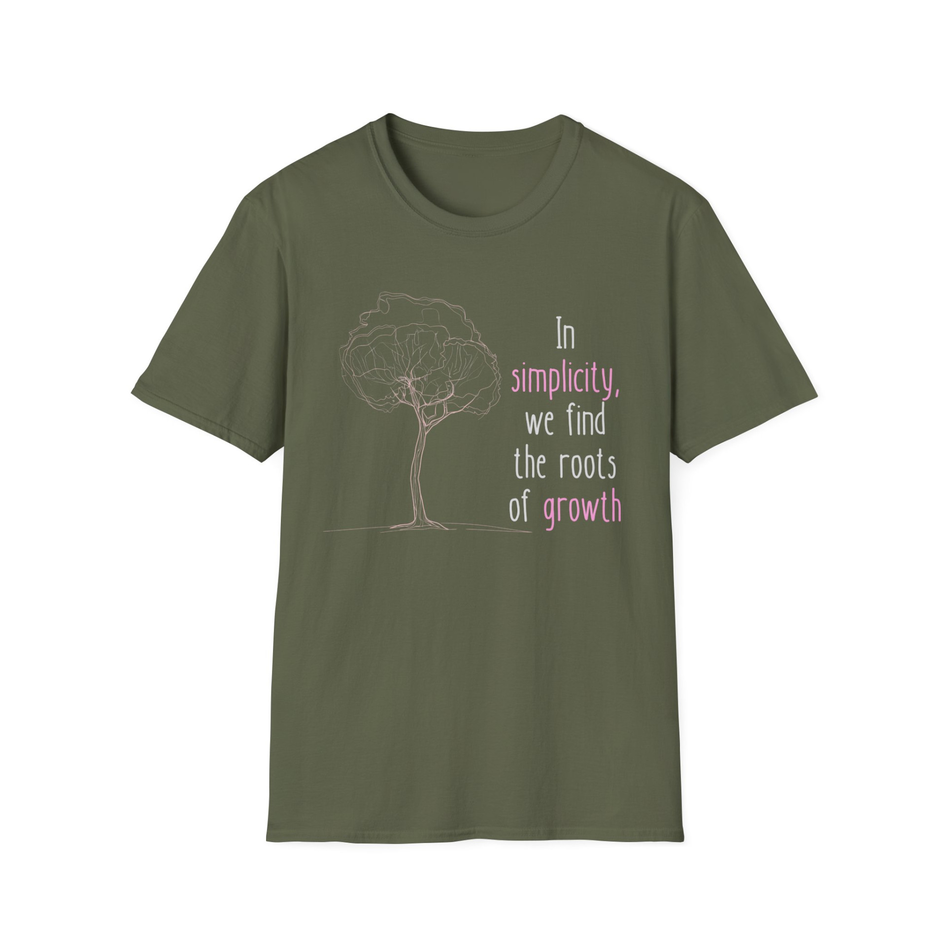 In Simplicity We Find the Roots of Growth T-Shirt Inspirational Quote Tree Design Tee - Image 24