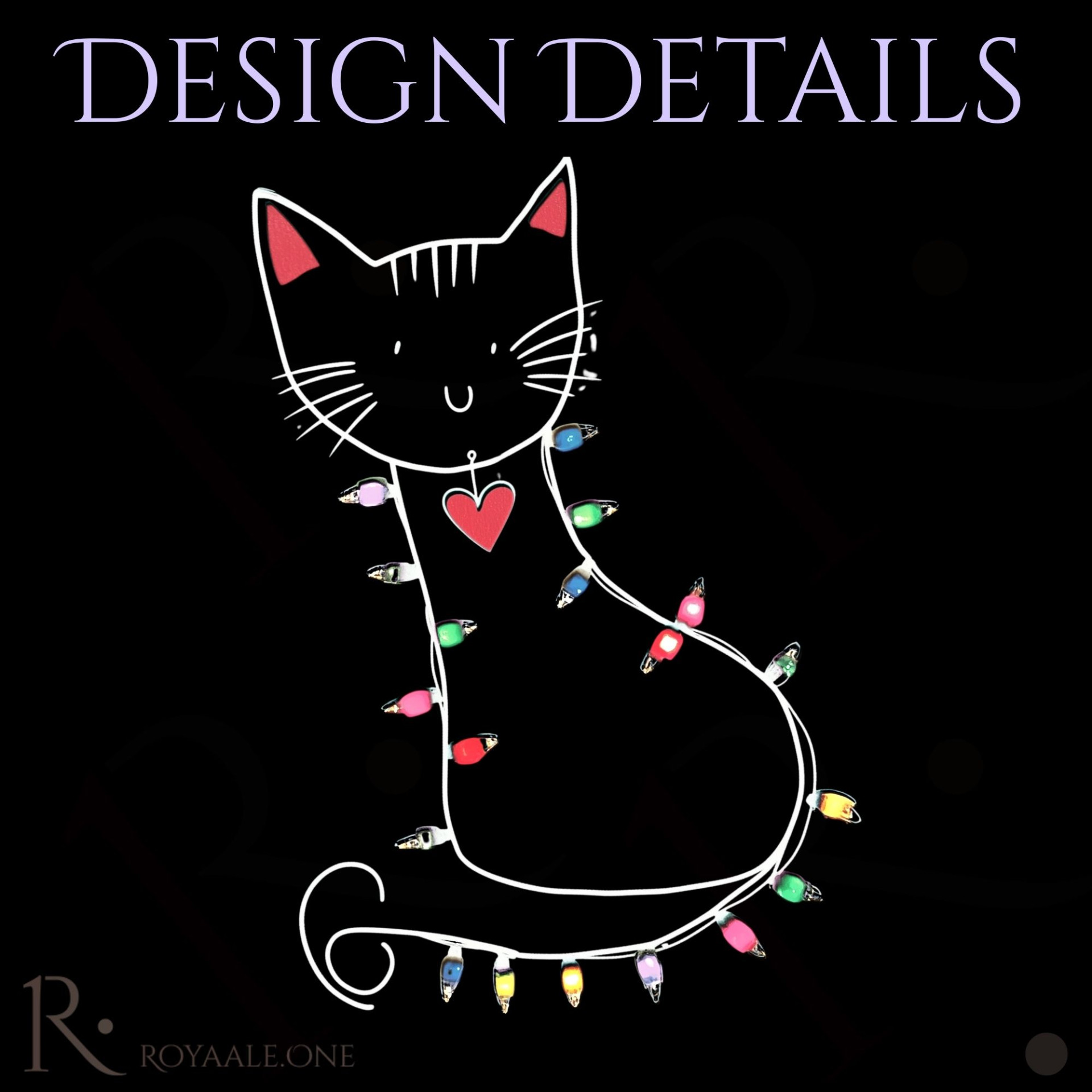 Festive Cat Black Tote Bag Cute Cat with Christmas Lights Reusable Cat Lover Gift Bag - Image 6