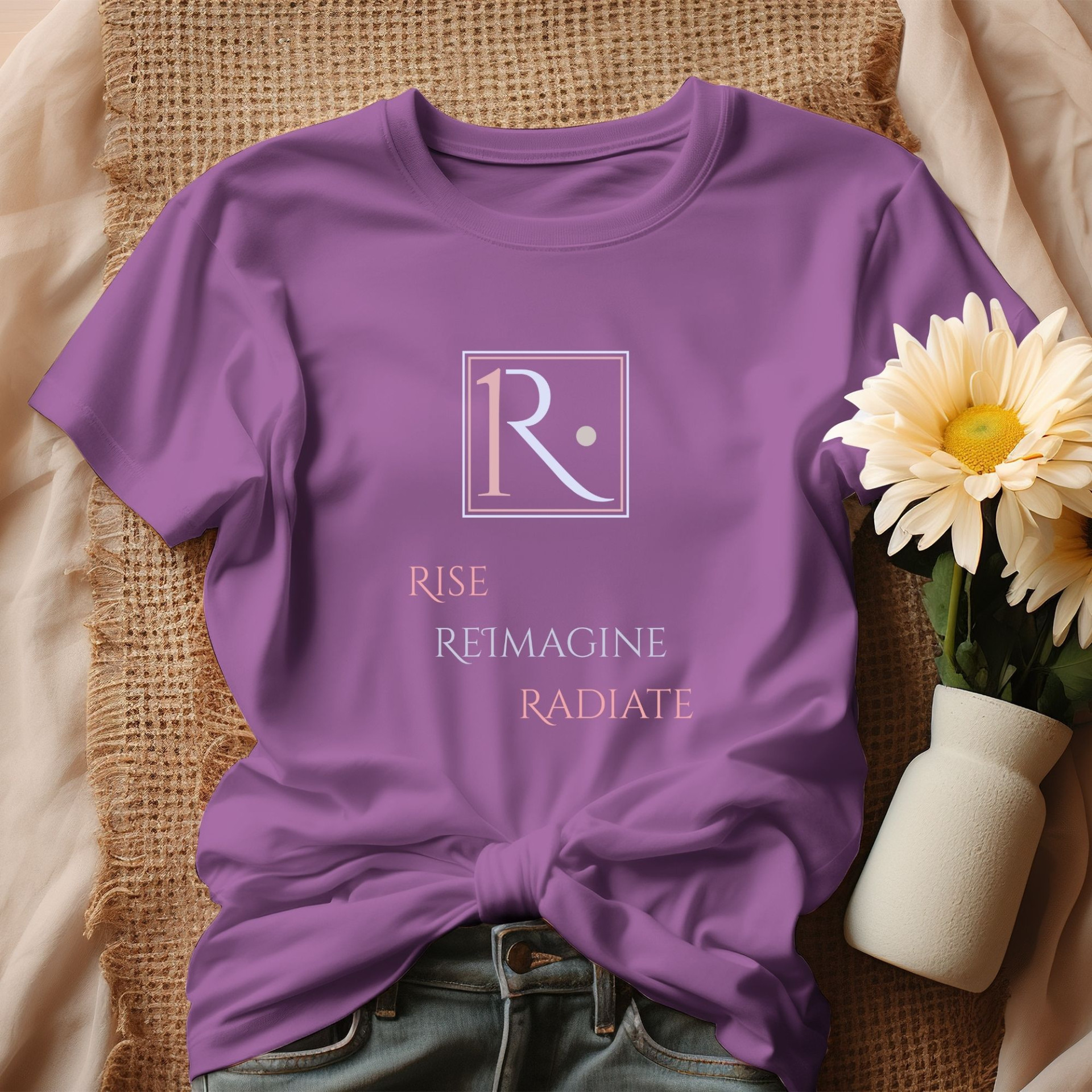Royaale One T-Shirt Rise Reimagine Radiate Motivational Graphic Tee Inspirational Apparel - Image 22
