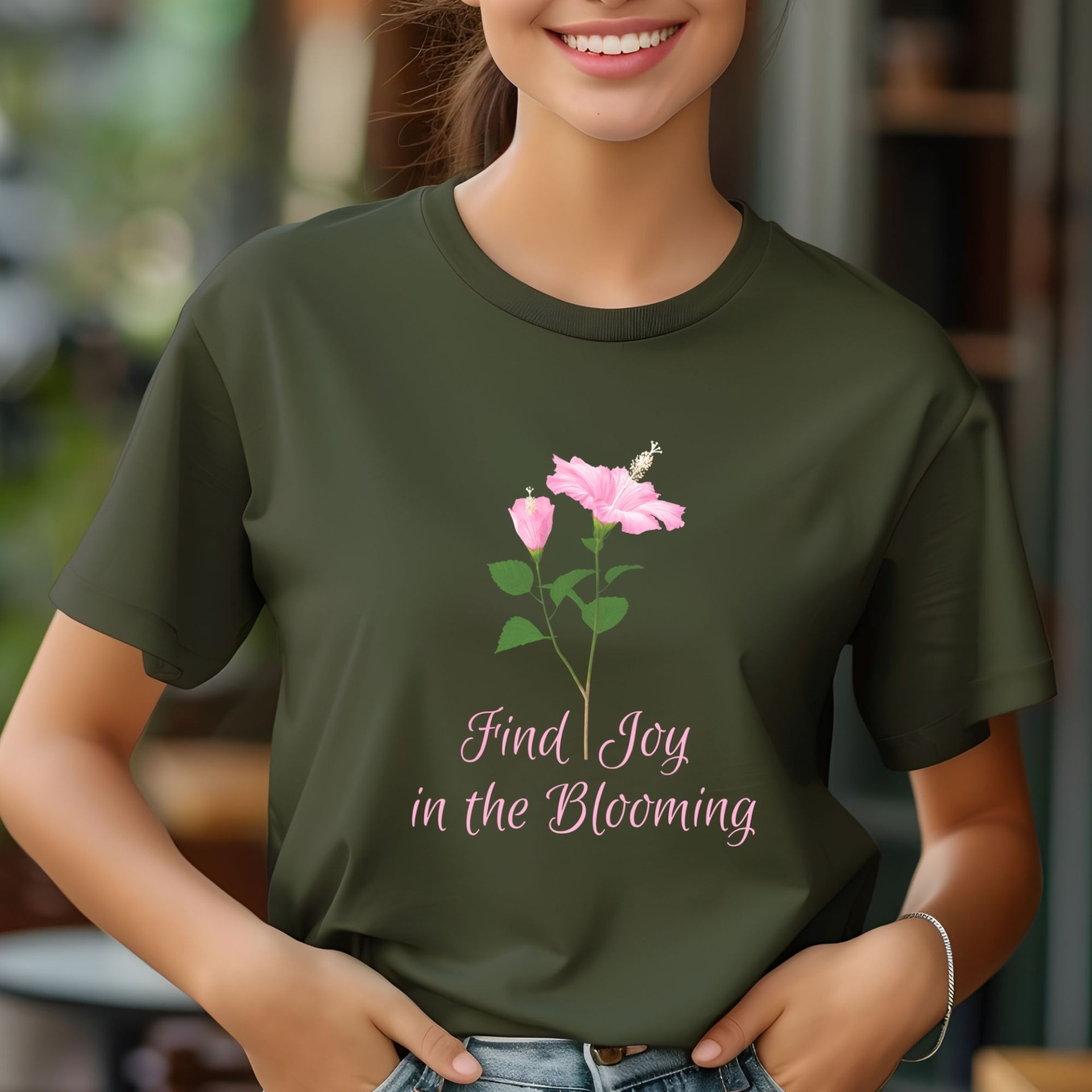 Find Joy in the Blooming T-Shirt Floral Inspirational Quote Tee Positive Vibes Nature Design - Image 8