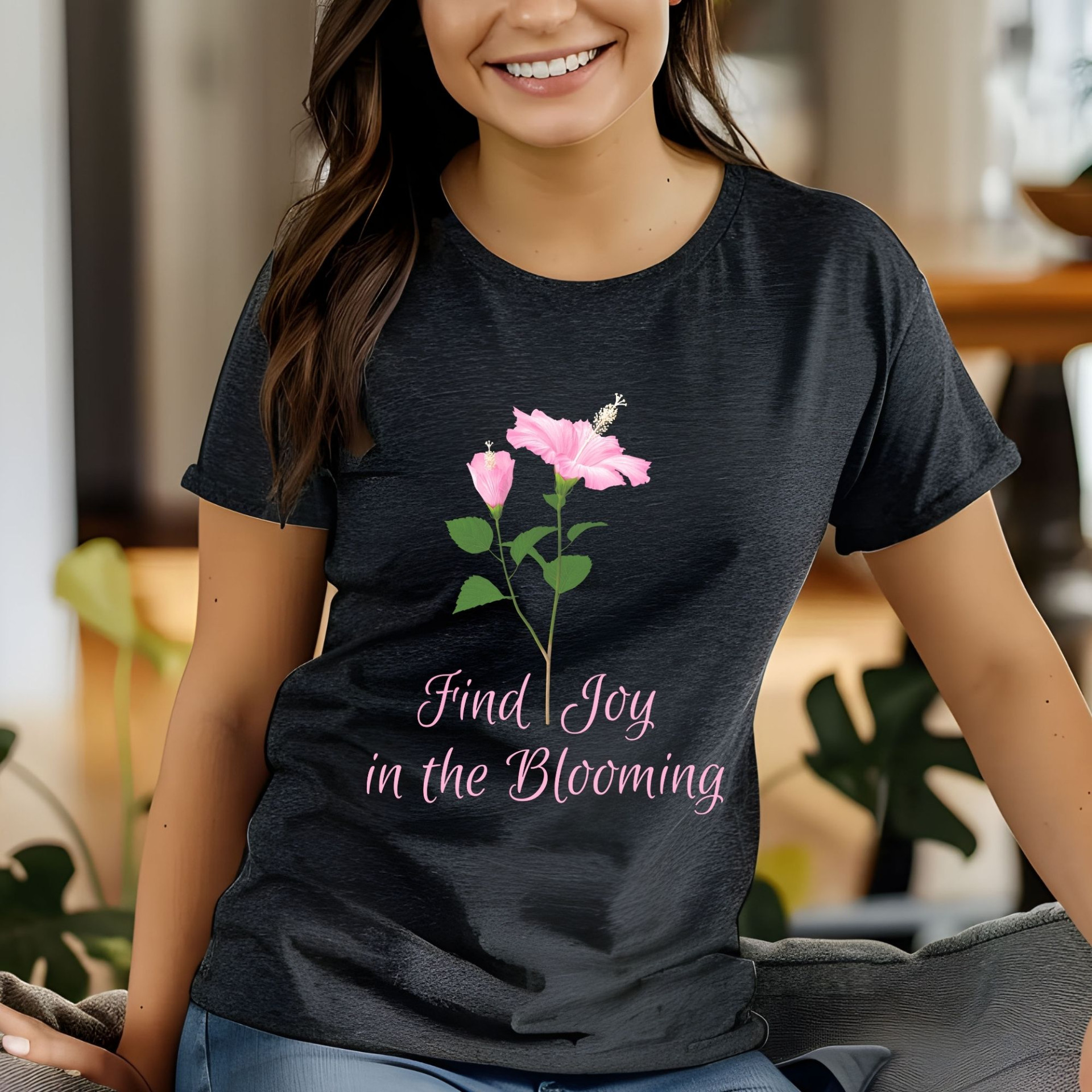 Find Joy in the Blooming T-Shirt Floral Inspirational Quote Tee Positive Vibes Nature Design - Image 12