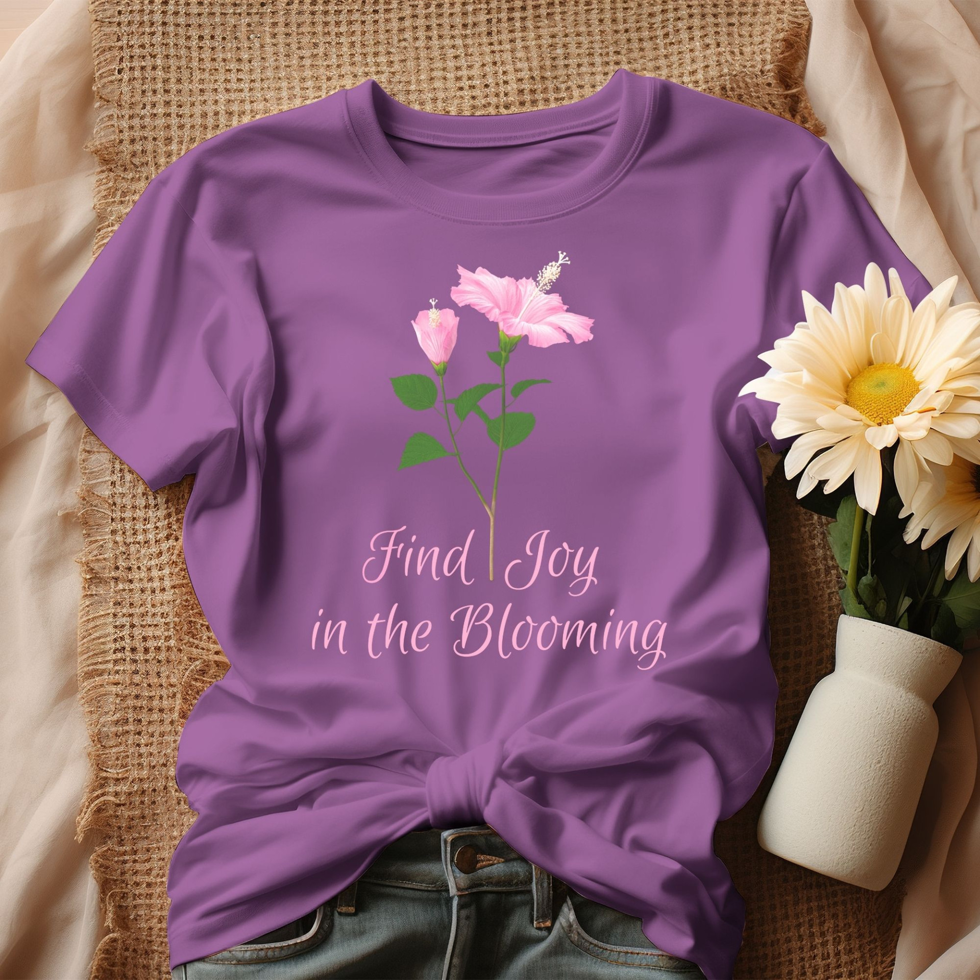 Find Joy in the Blooming T-Shirt Floral Inspirational Quote Tee Positive Vibes Nature Design - Image 10