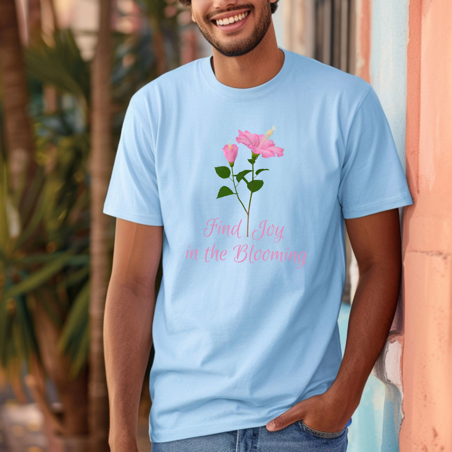 Find Joy in the Blooming T-Shirt Floral Inspirational Quote Tee Positive Vibes Nature Design - Image 2