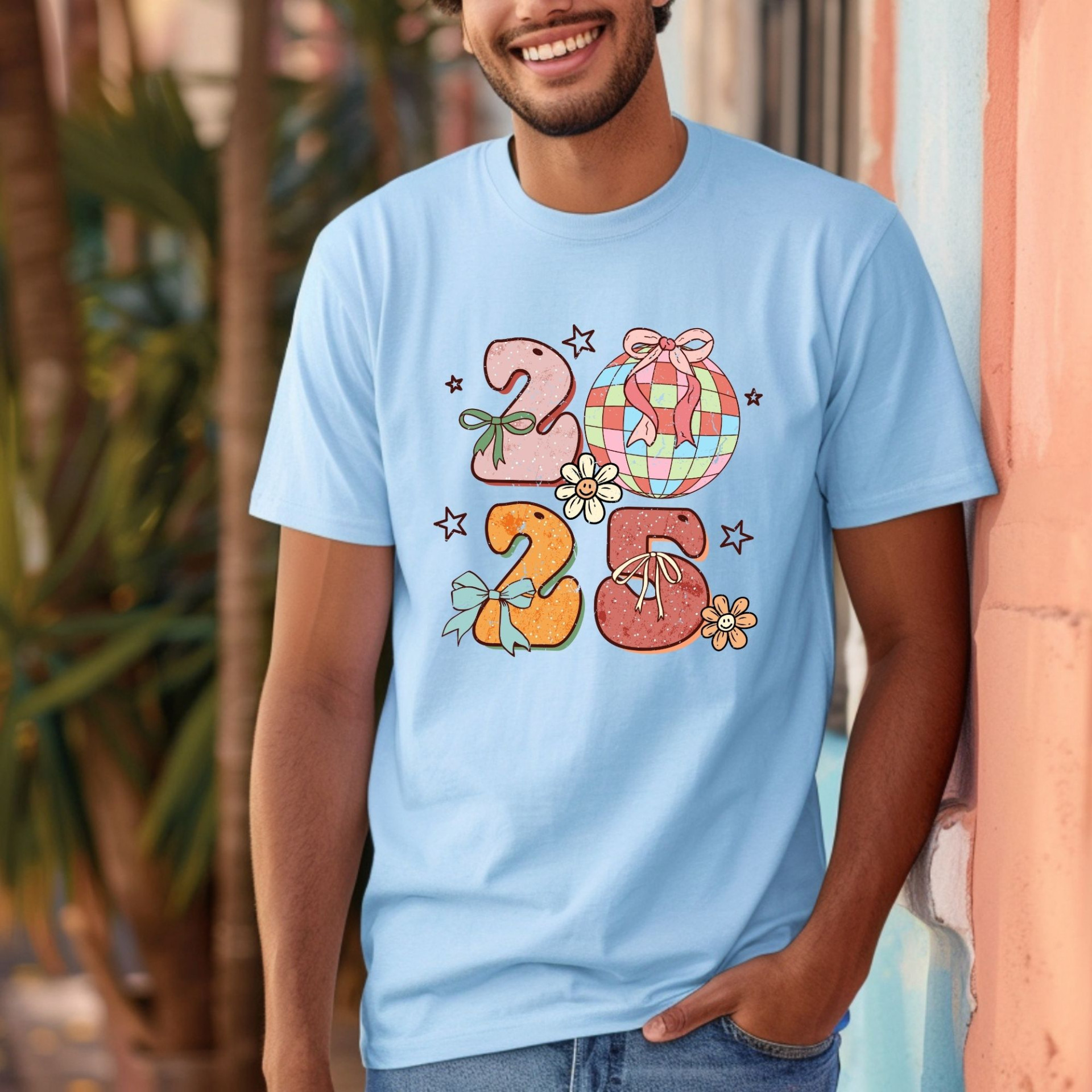 2025 Festive T-Shirt Colorful New Year Celebration Tee Cute Holiday Graphic Shirt Gift Idea - Image 10