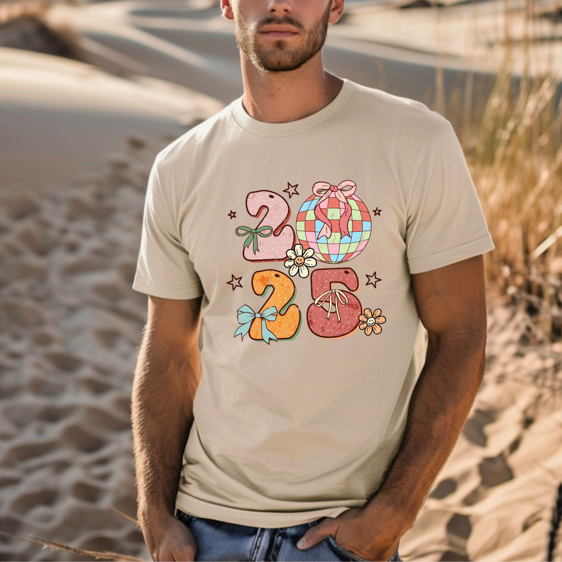 2025 Festive T-Shirt Colorful New Year Celebration Tee Cute Holiday Graphic Shirt Gift Idea - Image 3